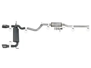 aFe - aFe Power Rebel Series 2-1/2 IN Cat-Back Exhaust System for Jeep (2007-18) Wrangler V6-3.6L/3.8L (409 Stainless Steel w/ Black Tips, 2/4-Door) - Image 5