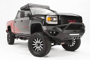 Fab Fours HD Vengeance Front Sensor Bumper for GMC (2015-19) 2500HD/3500HD Sierra, w/ Pre-Runner Guard