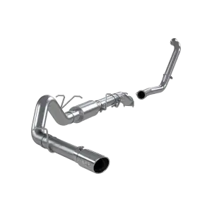 MBRP 4" Turbo Back, Ford (2003-07) F-250/F-350, 6.0L Power Stroke, EC/CC, Single Side Exit, Aluminized (Stock Cat)