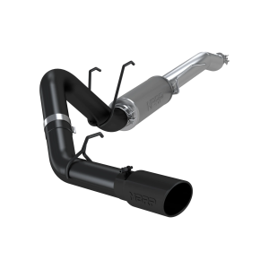 MBRP 4" Resonator Back Exhaust for Ford (2017-26) F250/F350, Super/Crew Cab, 6.2L, 6.8L & 7.3L, Single Side, Street Version, Black-Coated Aluminized