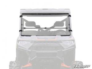 SuperATV Scratch Resistant Flip Down Windshield for Polaris (2020-24) Ranger 1000 (Scratch Resistant Polycarbonate - Clear)