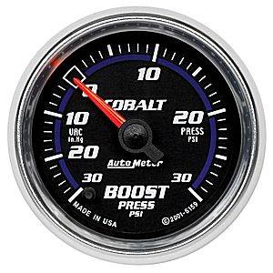 2-1/16" Gauges - Auto Meter Cobalt Series - Autometer - Auto Meter Cobalt Series, Boost/Vacuum Pressure 30"HG/30psi (Full Sweep Electric)