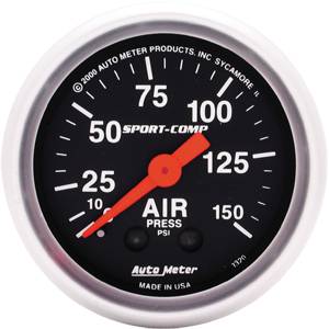 2-1/16" Gauges - Auto Meter Sport-Comp Series - Autometer - Auto Meter Sport-Comp Series, Air Pressure 0-150psi (Mechanical)