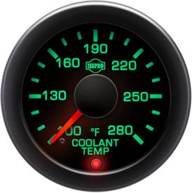Isspro - Isspro EV2 Series Black Face/Red Pointer/Green Lighting, Coolant Temp Gauge (100-280*) - Image 2